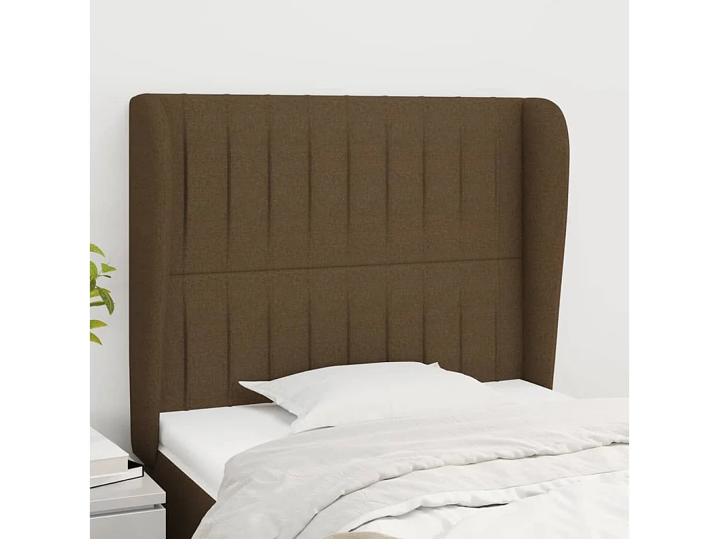 Hoofdbord | Hoofdeinde met randen 103x23x118/128 cm stof donkerbruin