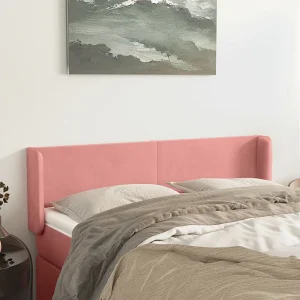 Hoofdbord | Hoofdeinde met randen 147x16x78/88 cm fluweel roze Hoofdbord | Hoofdeinde met randen 147x16x78/88 cm fluweel roze