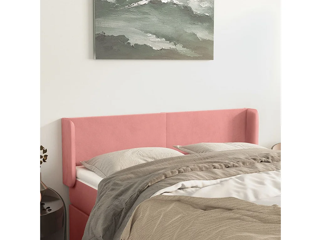 Hoofdbord | Hoofdeinde met randen 147x16x78/88 cm fluweel roze