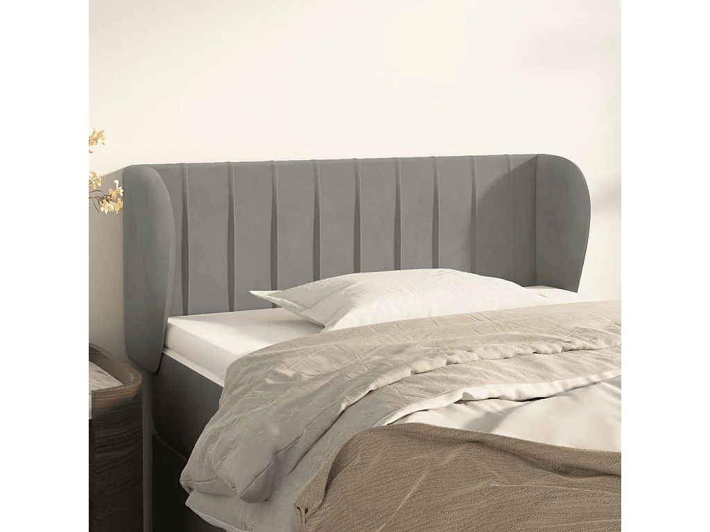 Hoofdbord | Hoofdeinde met randen 103x23x78/88 cm fluweel lichtgrijs