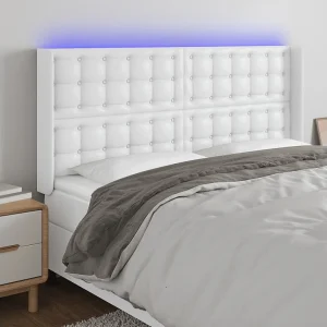 Hoofdbord | Hoofdeinde LED 163x16x118/128 cm kunstleer wit Hoofdbord | Hoofdeinde LED 163x16x118/128 cm kunstleer wit