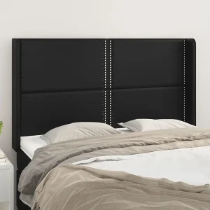 Hoofdbord | Hoofdeinde met randen 147x16x118/128 cm kunstleer zwart Hoofdbord | Hoofdeinde met randen 147x16x118/128 cm kunstleer zwart