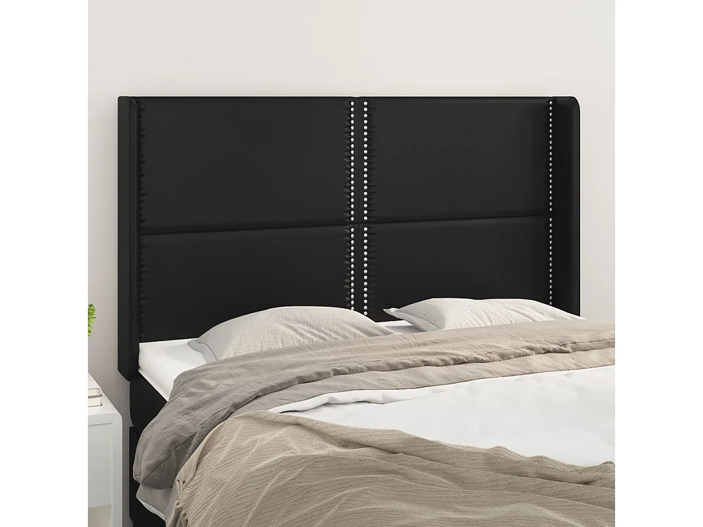 Hoofdbord | Hoofdeinde met randen 147x16x118/128 cm kunstleer zwart