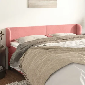 Hoofdbord | Hoofdeinde met randen 183x23x78/88 cm fluweel roze