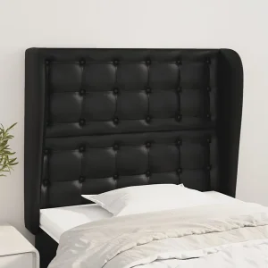 Hoofdbord | Hoofdeinde met randen 103x23x118/128 cm kunstleer zwart Hoofdbord | Hoofdeinde met randen 103x23x118/128 cm kunstleer zwart