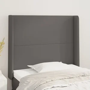 Hoofdbord | Hoofdeinde met randen 103x16x118/128 cm kunstleer grijs Hoofdbord | Hoofdeinde met randen 103x16x118/128 cm kunstleer grijs