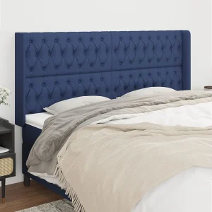 Hoofdbord | Hoofdeinde met randen 183x16x118/128 cm stof blauw