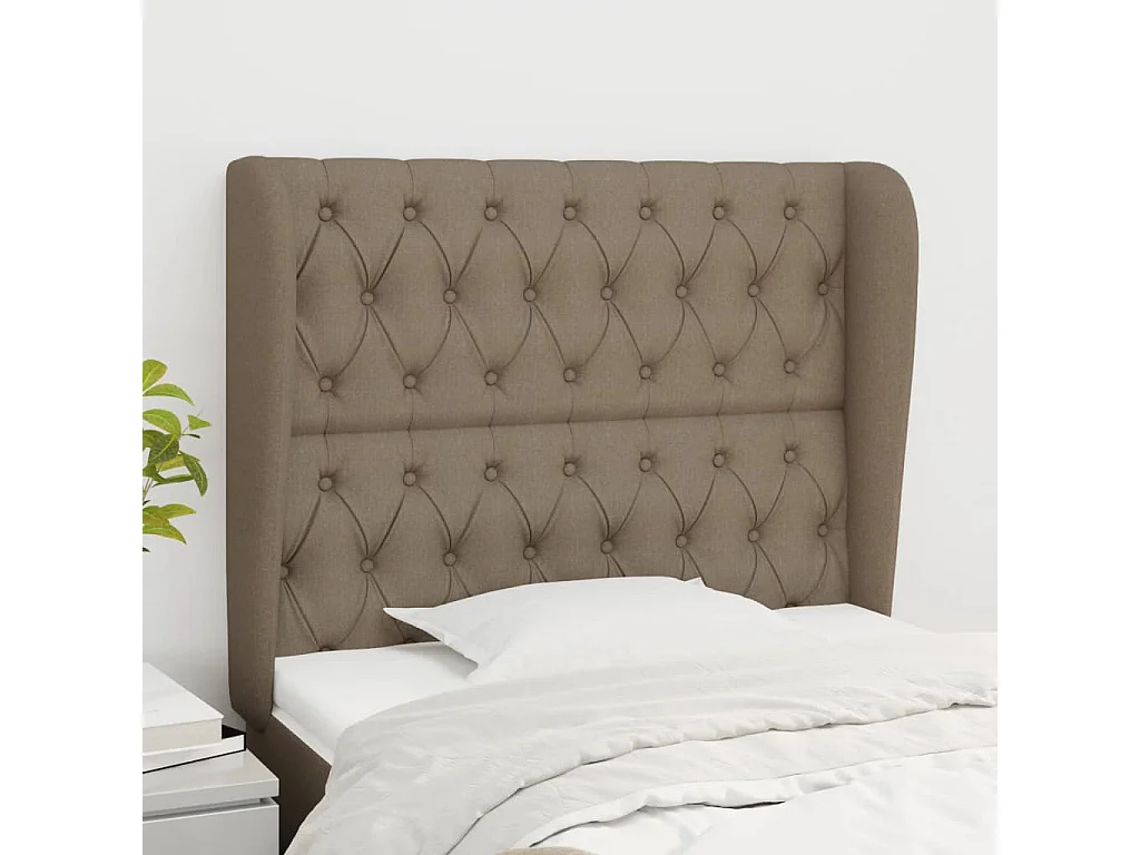 Hoofdbord | Hoofdeinde met randen 93x23x118/128 cm stof taupe