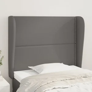 Hoofdbord | Hoofdeinde met randen 103x23x118/128 cm kunstleer grijs Hoofdbord | Hoofdeinde met randen 103x23x118/128 cm kunstleer grijs