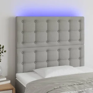 Hoofdbord | Hoofdeinde LED 80x5x118/128 cm stof lichtgrijs