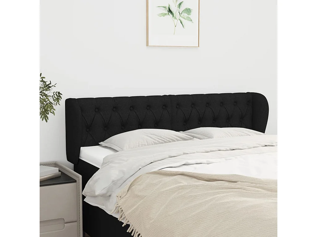 Hoofdbord | Hoofdeinde met randen 163x23x78/88 cm stof zwart