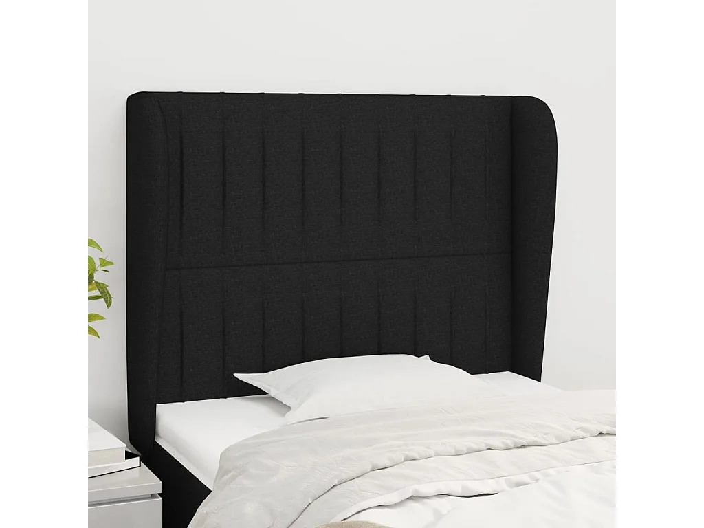 Hoofdbord | Hoofdeinde met randen 93x23x118/128 cm stof zwart