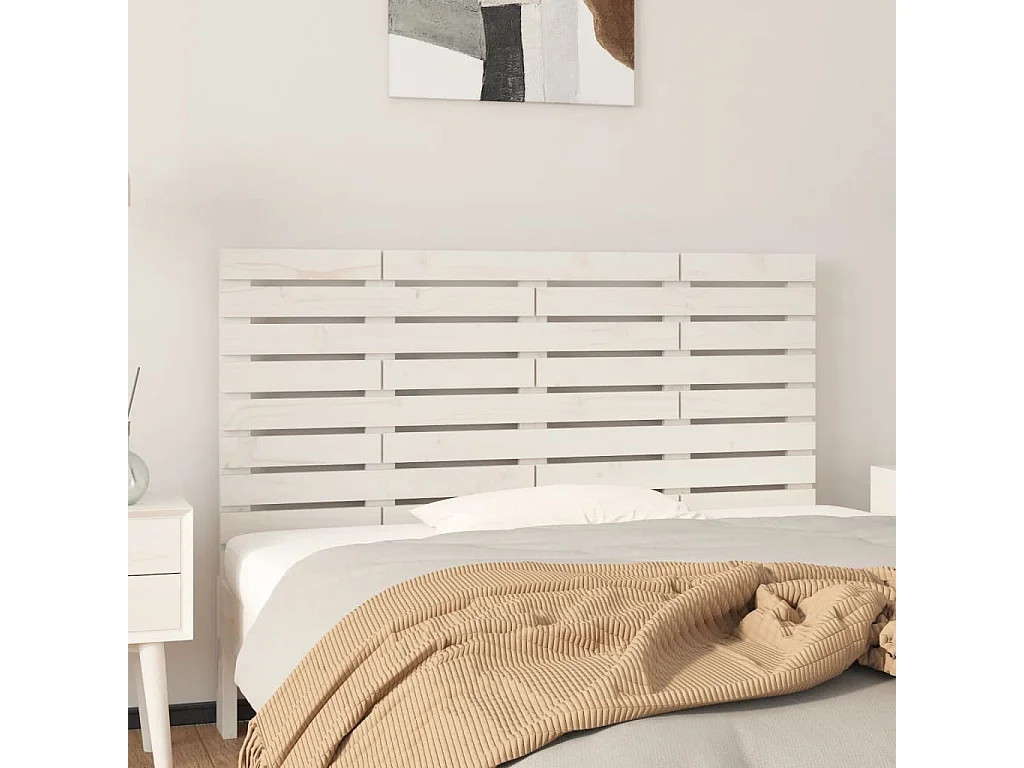 Hoofdbord | Hoofdeinde wandmontage 146x3x63 cm massief grenenhout wit