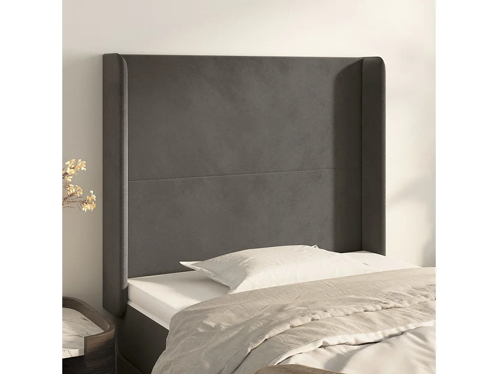 Hoofdbord | Hoofdeinde met randen 103x16x118/128 cm fluweel donkergrijs
