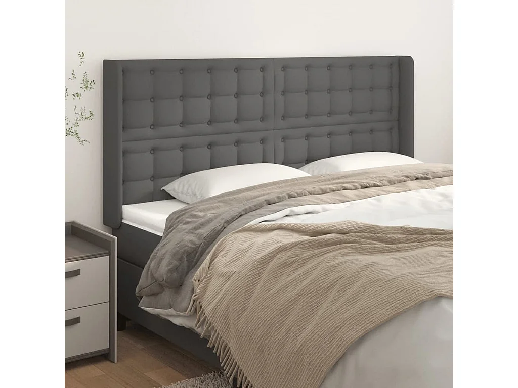 Hoofdbord | Hoofdeinde met randen 183x16x118/128 cm kunstleer grijs