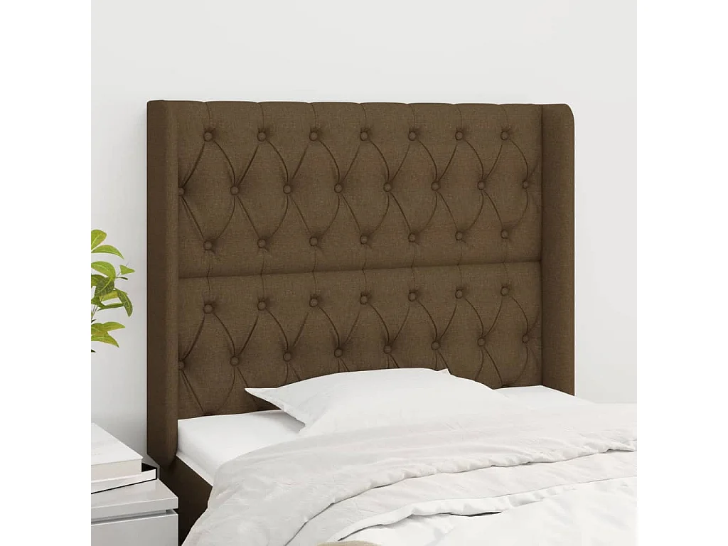 Hoofdbord | Hoofdeinde met randen 103x16x118/128 cm stof donkerbruin