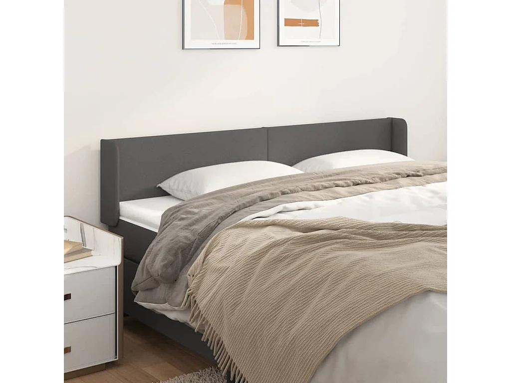 Hoofdbord | Hoofdeinde met randen 163x16x78/88 cm kunstleer grijs