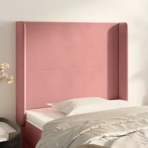 Hoofdbord | Hoofdeinde met randen 103x16x118/128 cm fluweel roze Hoofdbord | Hoofdeinde met randen 103x16x118/128 cm fluweel roze