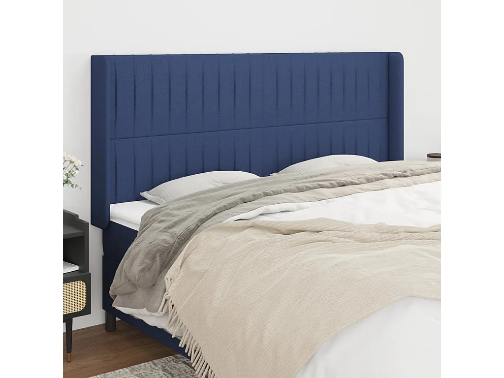 Hoofdbord | Hoofdeinde met randen 183x16x118/128 cm stof blauw