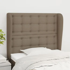 Hoofdbord | Hoofdeinde met randen 103x23x118/128 cm stof taupe Hoofdbord | Hoofdeinde met randen 103x23x118/128 cm stof taupe
