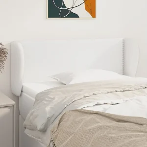 Hoofdbord | Hoofdeinde met randen 103x23x78/88 cm kunstleer wit Hoofdbord | Hoofdeinde met randen 103x23x78/88 cm kunstleer wit