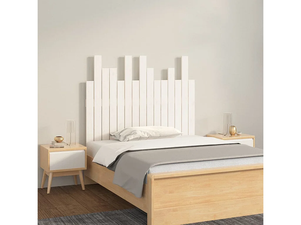 Hoofdbord | Hoofdeinde wandmontage 95,5x3x80 cm massief grenenhout wit