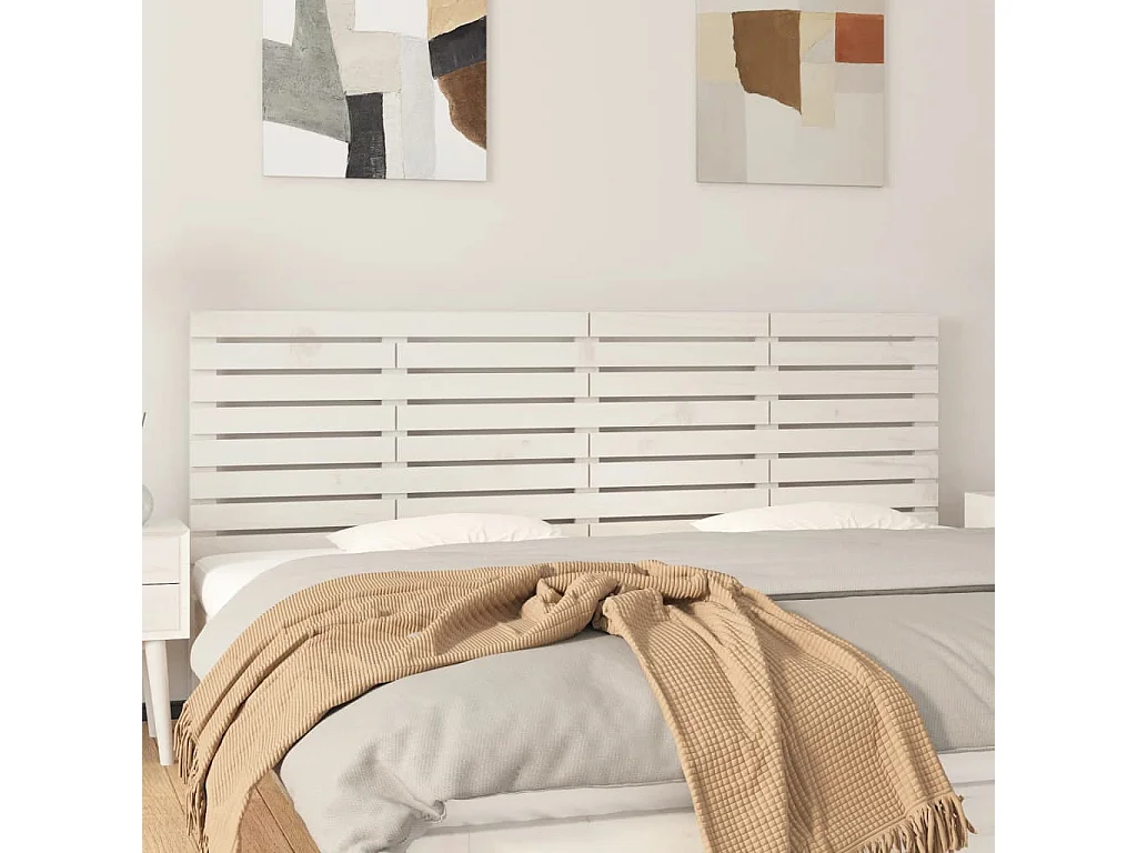 Hoofdbord | Hoofdeinde wandmontage 166x3x63 cm massief grenenhout wit