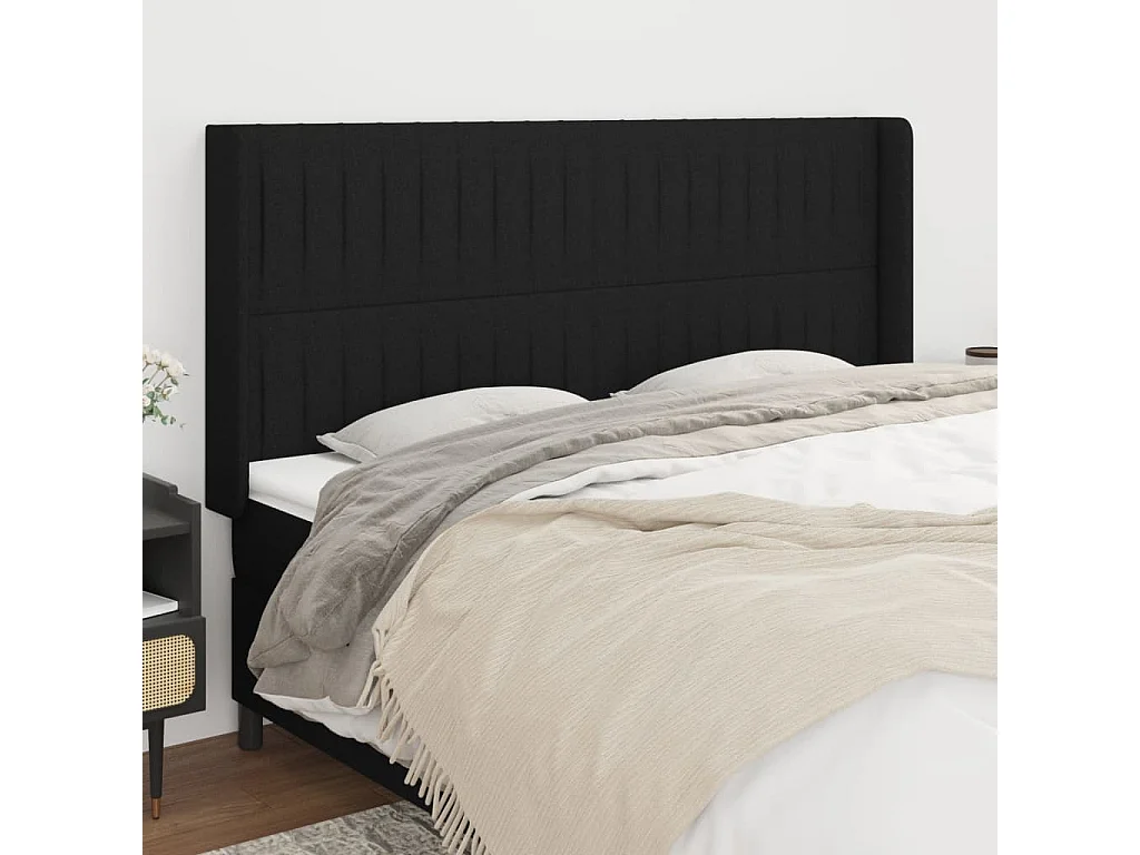 Hoofdbord | Hoofdeinde met randen 163x16x118/128 cm stof zwart