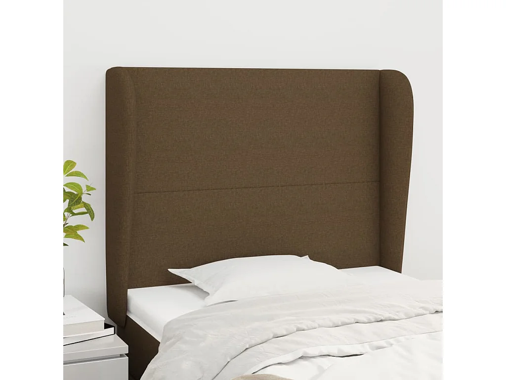 Hoofdbord | Hoofdeinde met randen 93x23x118/128 cm stof donkerbruin