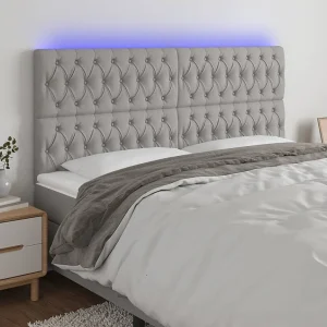 Hoofdbord | Hoofdeinde LED 180x7x118/128 cm stof lichtgrijs Hoofdbord | Hoofdeinde LED 180x7x118/128 cm stof lichtgrijs