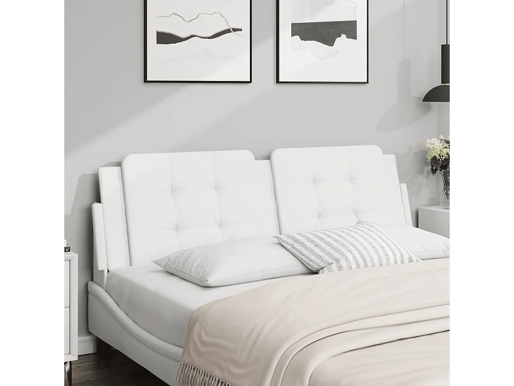Hoofdbord | Hoofdbordkussen "Zadar" 160 cm kunstleer wit