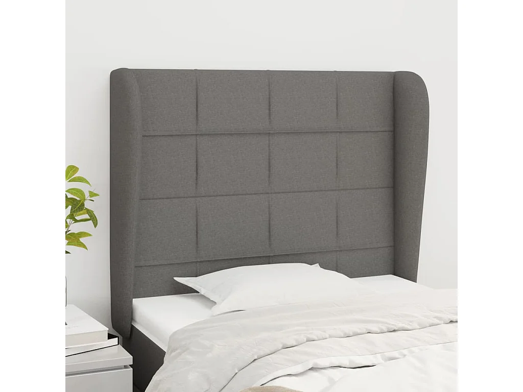 Hoofdbord | Hoofdeinde met randen 93x23x118/128 cm stof donkergrijs