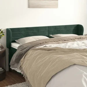 Hoofdbord | Hoofdeinde met randen 163x23x78/88 cm fluweel donkergroen