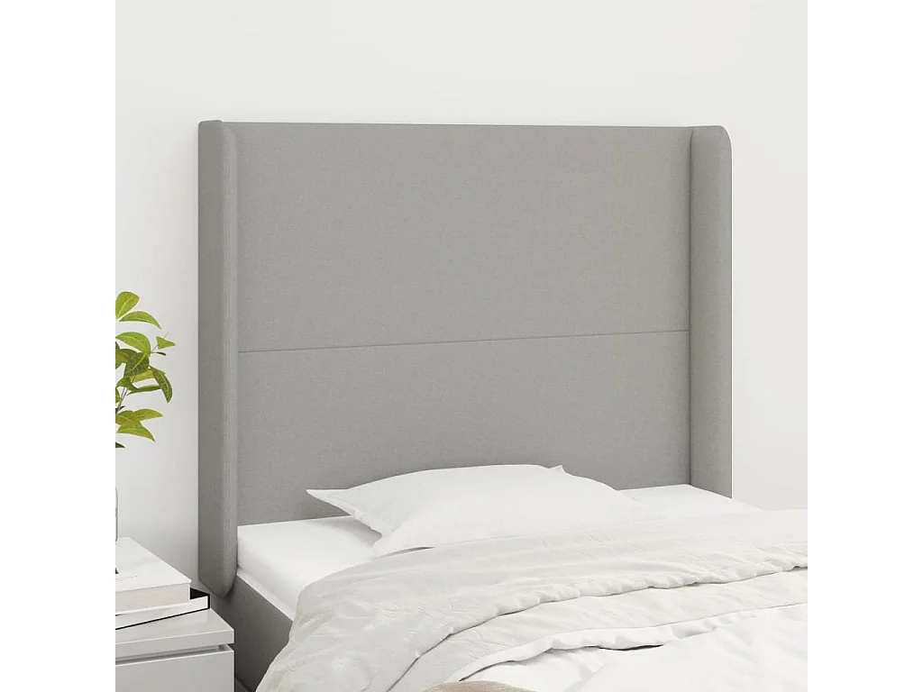 Hoofdbord | Hoofdeinde met randen 103x16x118/128 cm stof lichtgrijs