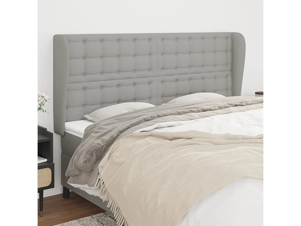 Hoofdbord | Hoofdeinde met randen 163x23x118/128 cm stof lichtgrijs