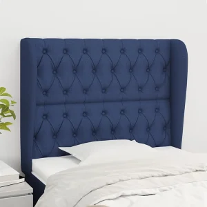 Hoofdbord | Hoofdeinde met randen 103x23x118/128 cm stof blauw
