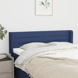 Hoofdbord | Hoofdeinde met randen 147x16x78/88 cm stof blauw Hoofdbord | Hoofdeinde met randen 147x16x78/88 cm stof blauw