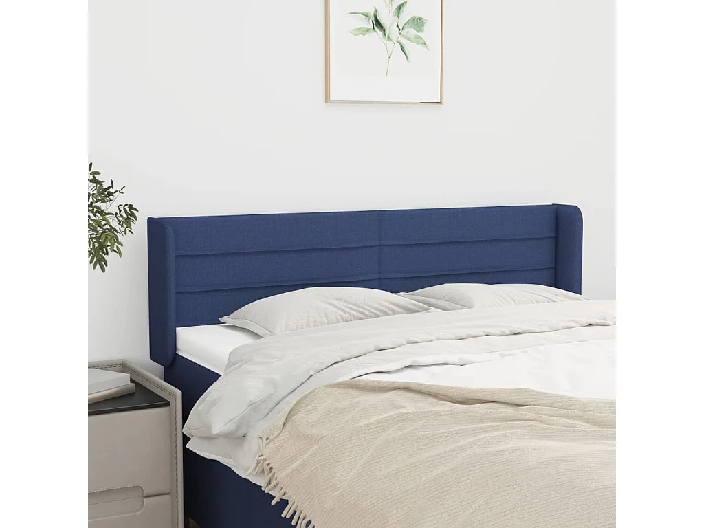 Hoofdbord | Hoofdeinde met randen 147x16x78/88 cm stof blauw