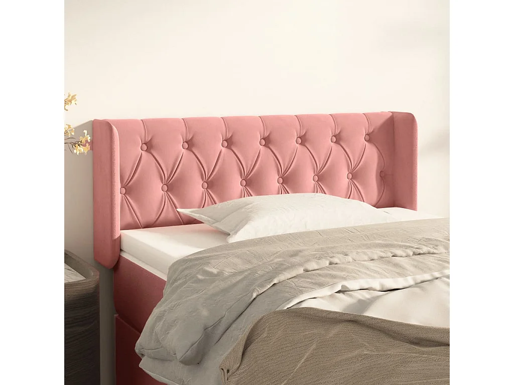 Hoofdbord | Hoofdeinde met randen 103x16x78/88 cm fluweel roze