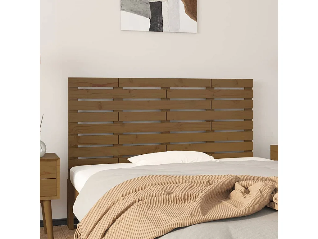 Hoofdbord | Hoofdeinde wandmontage 126x3x63 cm grenenhout honingbruin