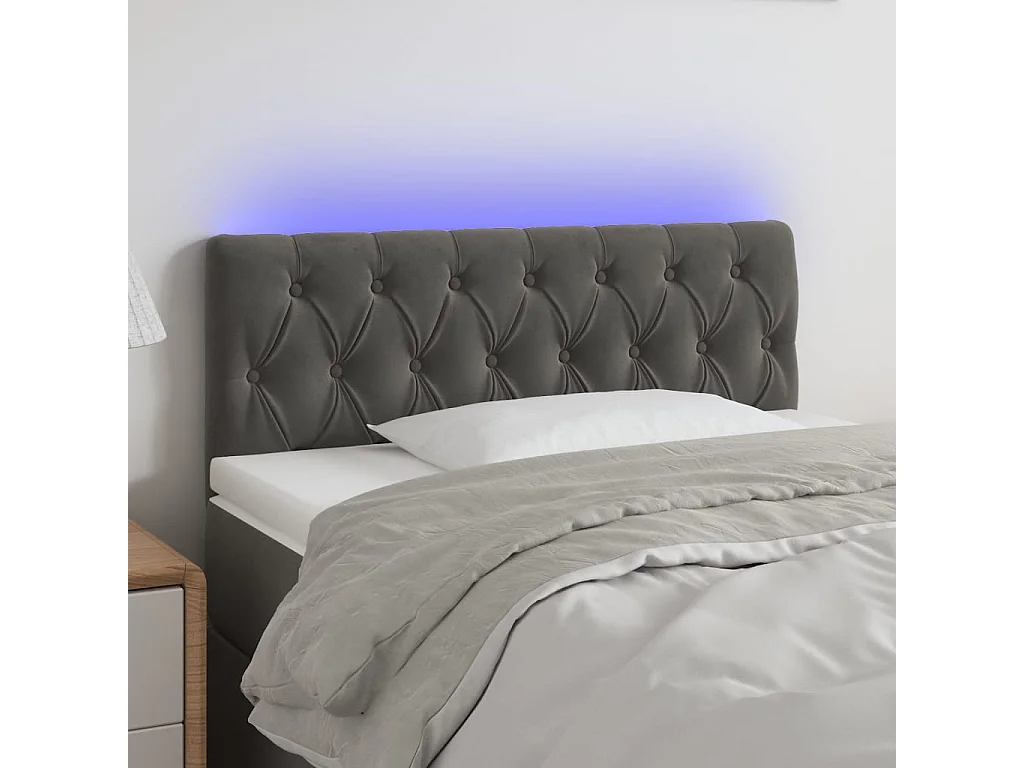Hoofdbord | Hoofdeinde LED 100x7x78/88 cm fluweel donkergrijs