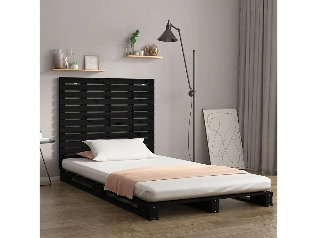 Hoofdbord | Hoofdeinde wandmontage 106x3x91,5 cm massief grenenhout zwart