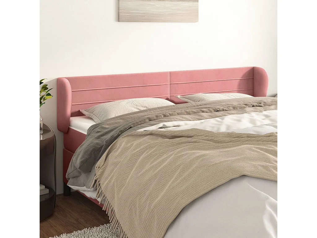 Hoofdbord | Hoofdeinde met randen 163x23x78/88 cm fluweel roze