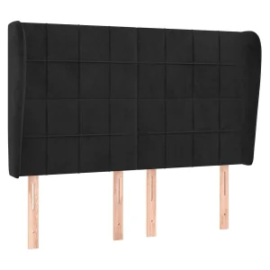 Hoofdbord | Hoofdeinde met randen 147x23x118/128 cm fluweel zwart Hoofdbord | Hoofdeinde met randen 147x23x118/128 cm fluweel zwart