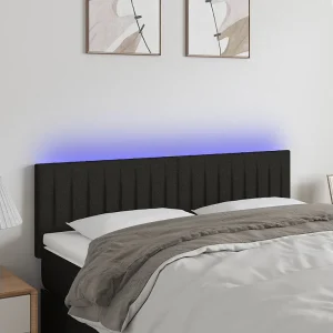 Hoofdbord | Hoofdeinde LED 144x5x78/88 cm stof zwart