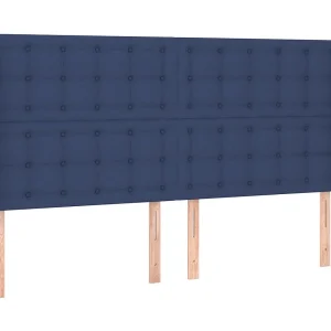 Hoofdbord | Hoofdeinde met randen 203x16x118/128 cm stof blauw