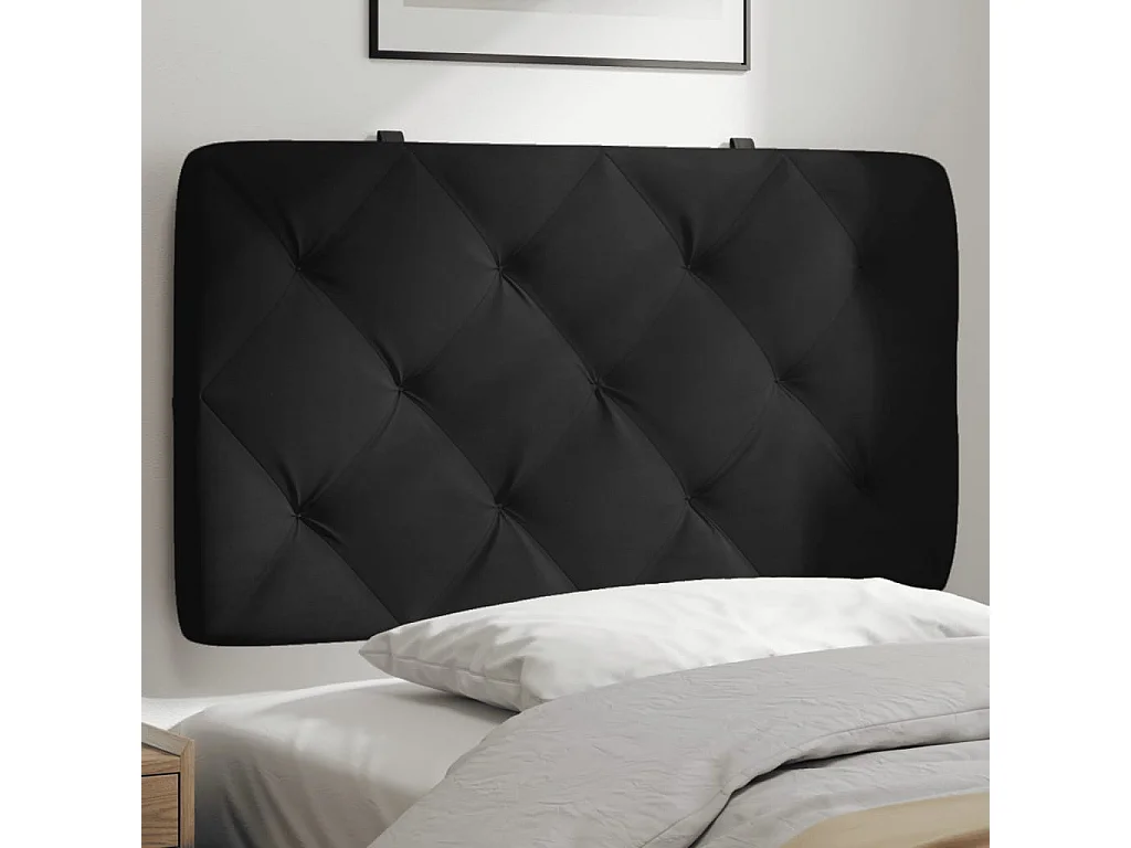 Hoofdbord | Hoofdbordkussen 90 cm fluweel zwart