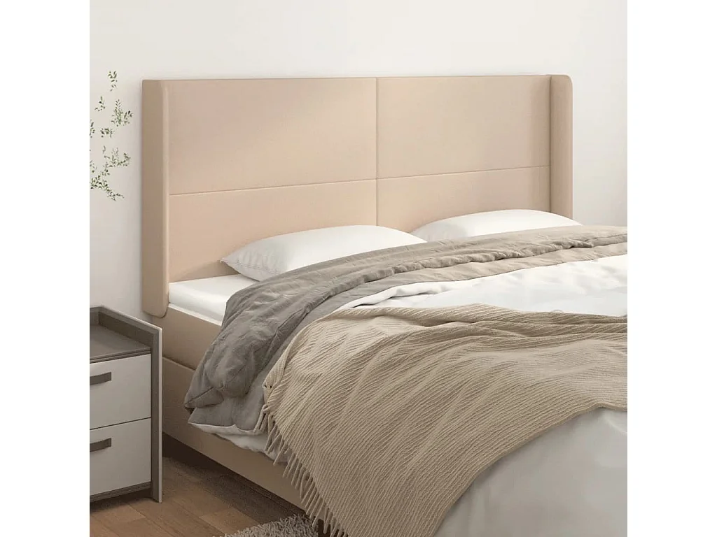 Hoofdbord | Hoofdeinde met randen 183x16x118/128cm kunstleer cappuccinokleur