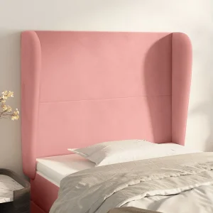 Hoofdbord | Hoofdeinde met randen 103x23x118/128 cm fluweel roze Hoofdbord | Hoofdeinde met randen 103x23x118/128 cm fluweel roze