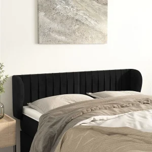 Hoofdbord | Hoofdeinde met randen 147x23x78/88 cm fluweel zwart Hoofdbord | Hoofdeinde met randen 147x23x78/88 cm fluweel zwart